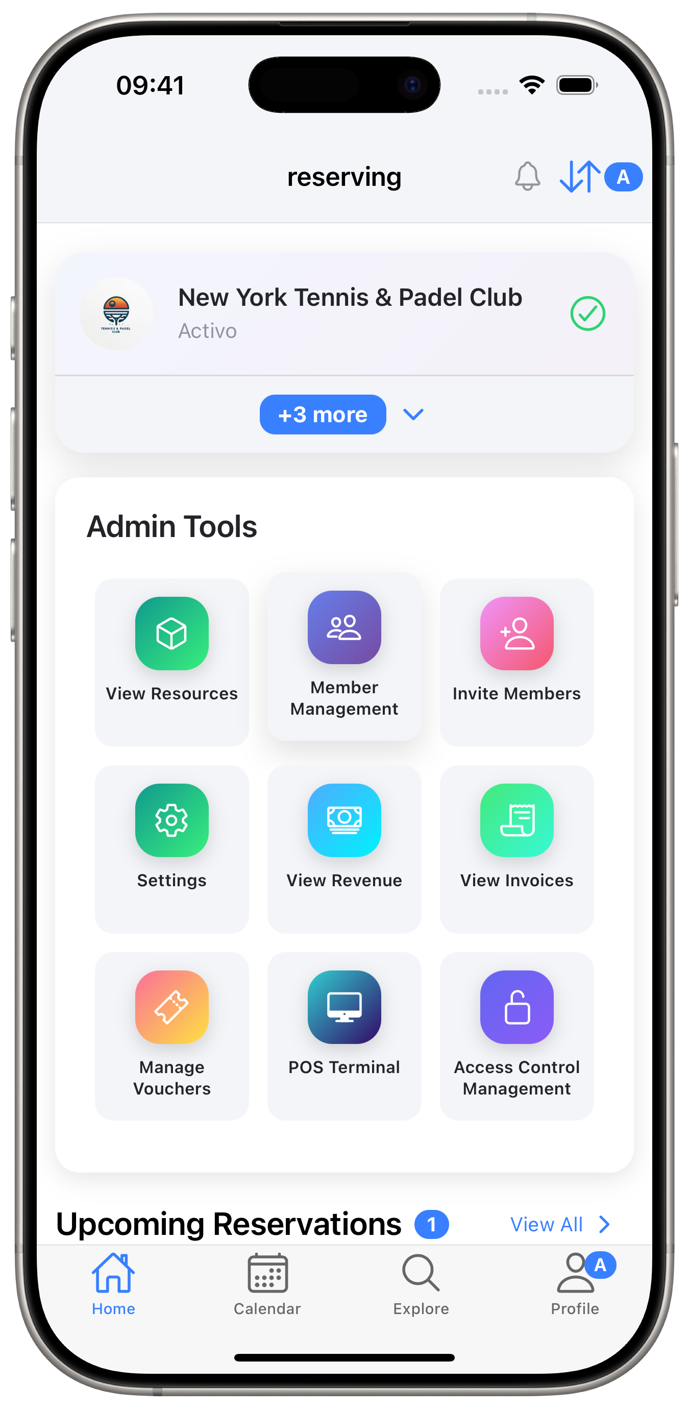 Admin panel with metrics.