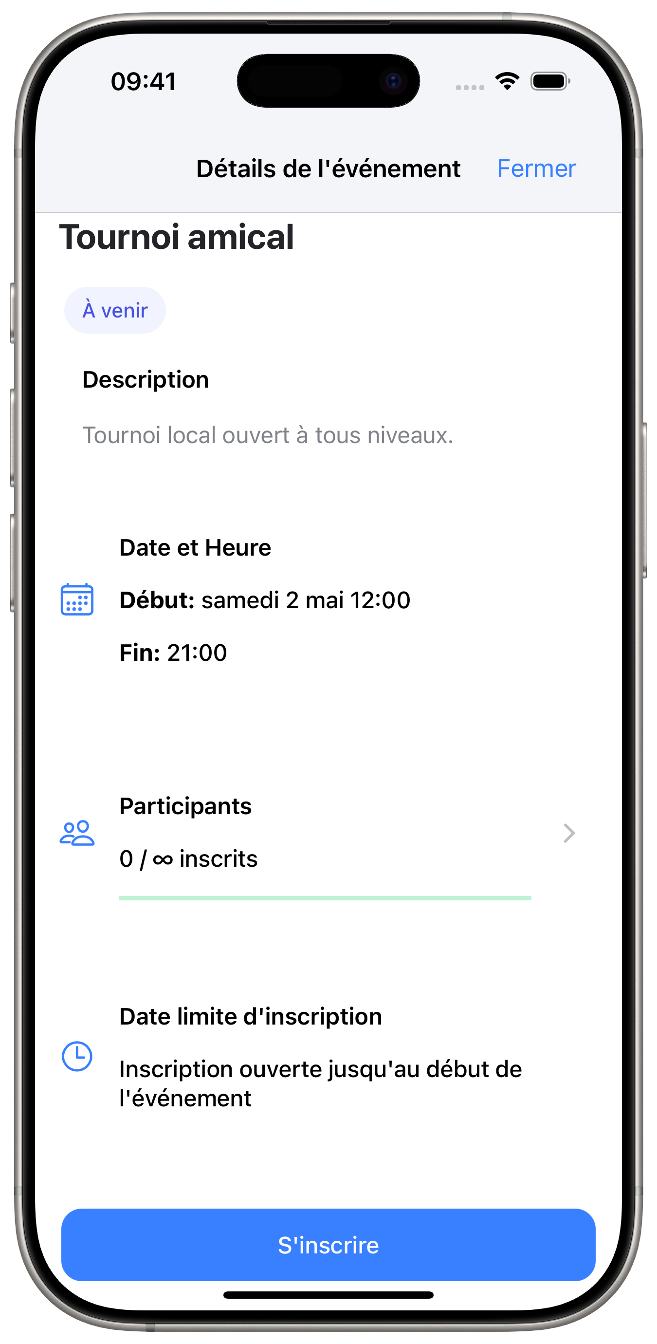 Événements et cours.
