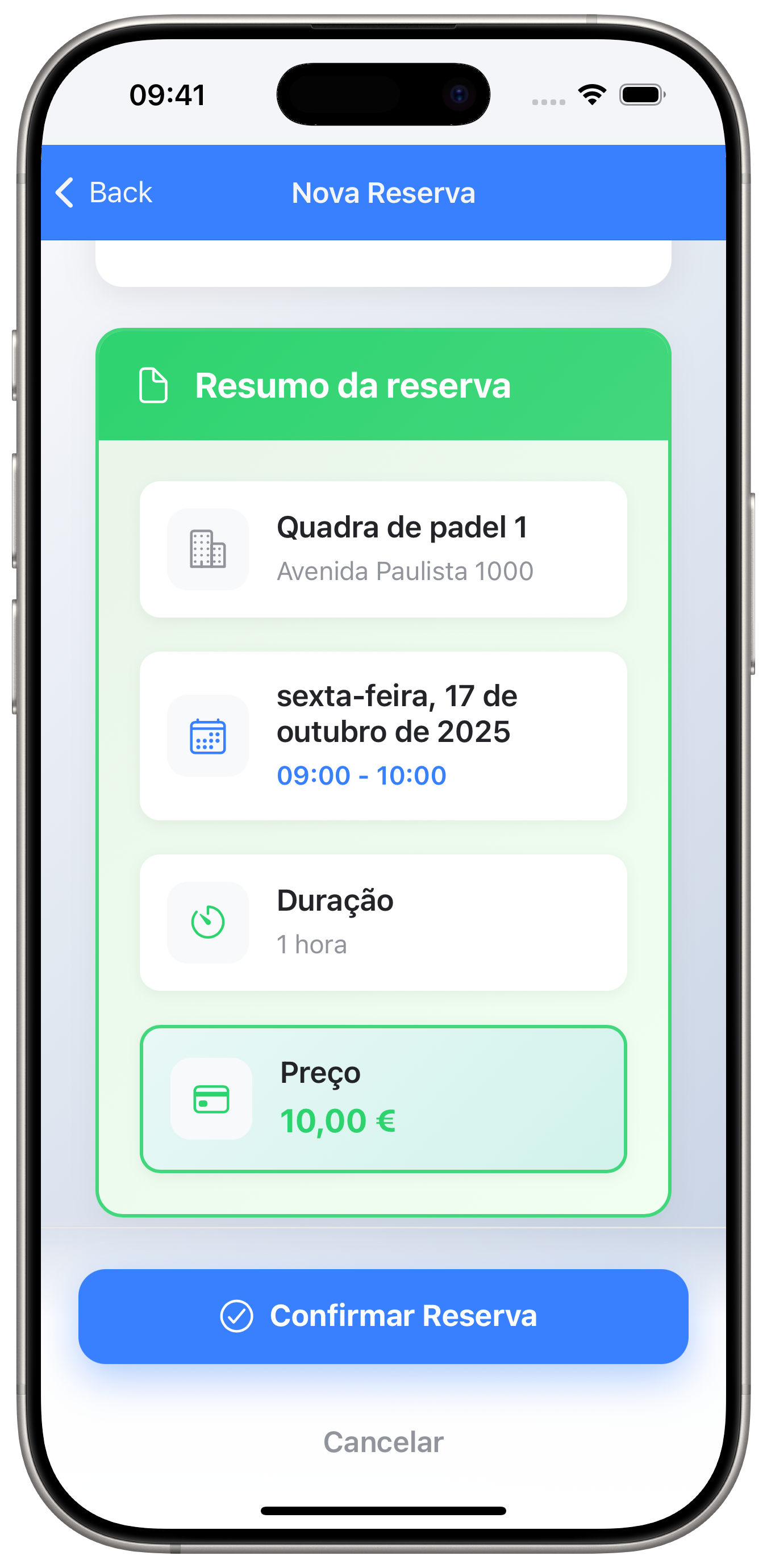 Reserve em segundos.